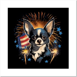 chihuahua firework 4th of July Posters and Art